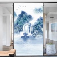 Window Film Privacy Frosted Glass Sticker Heat Insulation and Sunscreen Landscape Painting Decoration Adhesive sticker for Home Window Sticker and Fil