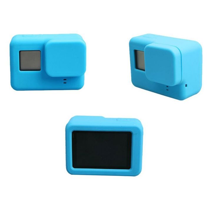 อุปกรณ์เสริมสำหรับกล้อง-gopro-hero-5-6-7ฝาปิดเลนส์ผิวกล่องซิลิโคนป้องกันเคสกล้องแอ็คชั่นสำหรับกล้อง-gopro-hero-สีดำ