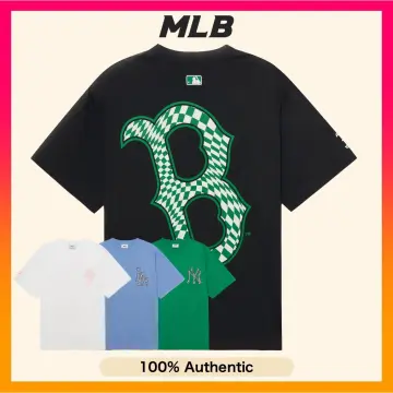 MLB Korea Unisex Paisely Big Logo One Point Short Sleeve Tee Shirt NY Yankees Black