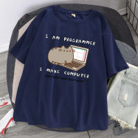 I Am Programmer I Make Computer Tshirt Men Vintage Loose Cotton Tops Couple Summer Clothes Simplicity Oversize Soft T-Shirt Men