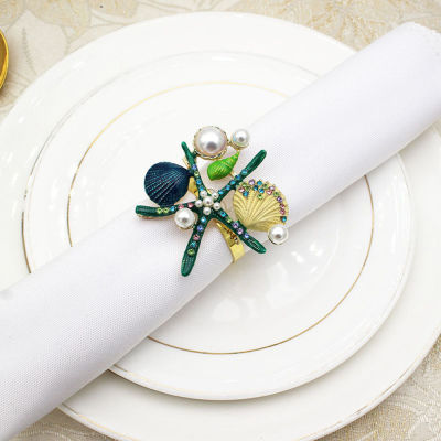 Home Party Decoration Starfish Napkin Buckle Shell Napkin Buckle Alloy Napkin Buckle Napkin Rings Napkin Buckle