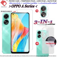 (3 in 1)For OPPO A78 A98 5G A58 A17 A17K A16 A16K A15 A15S A96 A95 A94 A93 A92 A77 A76 A74 A73 A72 A57 A55 A54 A53 A52 A31 A5S A3S ฟิล์มกระจกนิรภัย Tempered Glass ฟิล์มกระจกกันรอยกล้องหลัง+เลนส์กล้องถ่ายรูปฟิล์ม+ฟิล์มหลัง