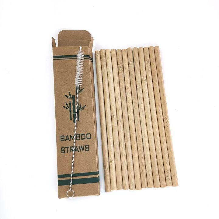 Natural Bamboo Drinking Straw Biodegradable Bamboo Straws Reusable Set