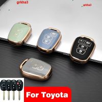 พวงกุญแจโครงเปลือกนอกเคส Kunci Remote Mobil TPU แบบนิ่มสำหรับ Toyota Camry Prius 2012 2013 2014 2015 2016 2017 Corolla อุปกรณ์เสริม RAV4 Grkha3