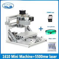 เครื่องซีเอ็นซี Diy ขนาดเล็กเลเซอร์ GRBL 1610 + 5500Mw เครื่อง CNC เลเซอร์พลังงานสูงเครื่องแกะสลักเครื่องมิลลิ่ง Pcb 3แกนเราเตอร์ไม้