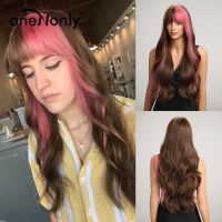 Onenonly Long Pink Wig Brown Hair Wigs For Women Synthetic Wig High Quality Lolita Cosplay Party Hair