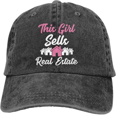 This Girl Real Estate Realtor Baseball Cowboy Cap Unisex Adult Adjustable Vintage Washed for Women Men Trucker Denim hat