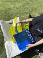 Blue Transparent Shoulder Back Clothing Store Tote Bag PVC Gift Packaging Shopping Womens Clothes Custom 【MAY】