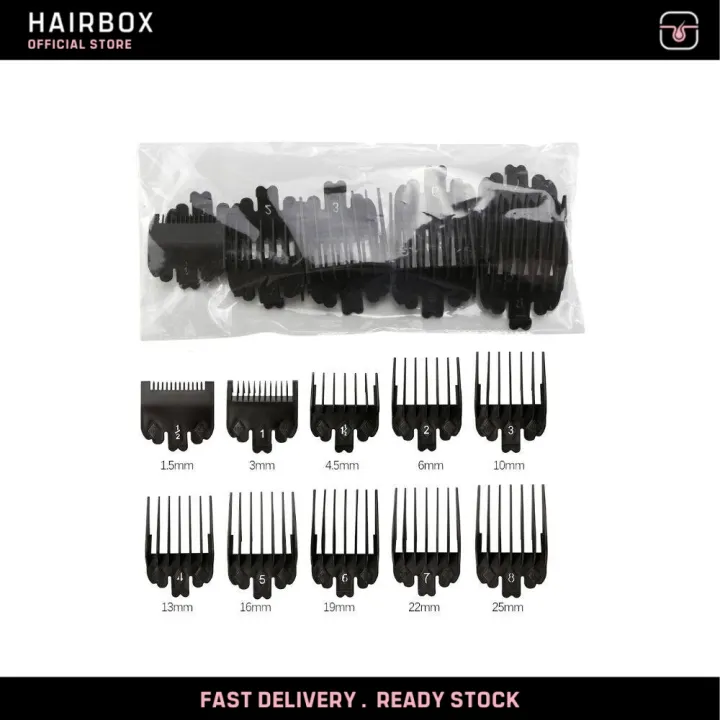 PROFESSIONAL Black Hair Clipper Attachment Pack 10PCS Lazada
