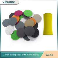 100PCS 1 Inch 25MM Hook and Loop Sanding Disc Sandpaper Assorted 60-10000 Grits for Wet or Dry With 1 Pcs Hand Sanding Block