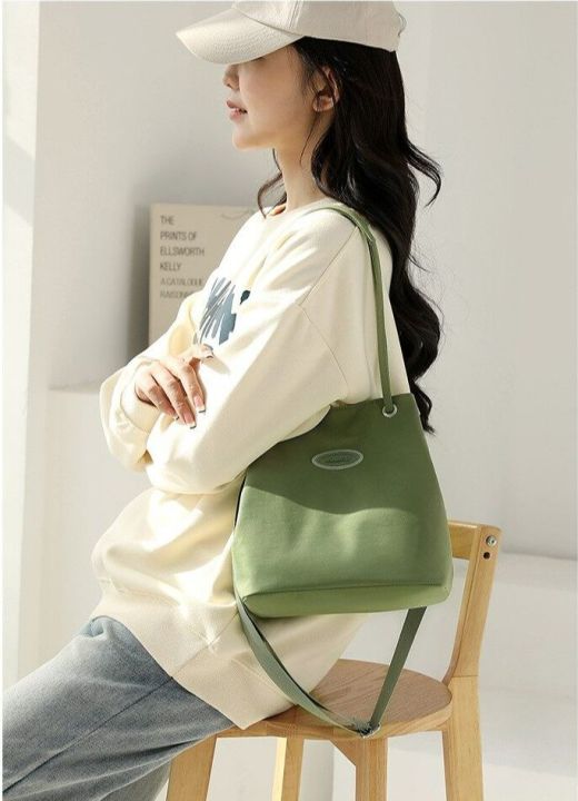 gstar-กระเป๋าเกาหลีแบบสบายๆผู้หญิงใหม่กระเป๋าทรงถังสุดฮอต-กระเป๋าสลิงแฟชั่นหลายช่องกระเป๋าถือไนลอนเรียบ