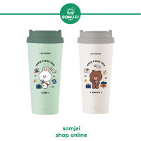 LocknLock (ล็อกเอ็นล็อก) กระบอกน้ำเก็บอุณหภูมิสีเขียว LINE Friends Energetic Tumbler รุ่น LHC4279LF ความจุ 540 มล.