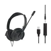 PC over the Head Headphones with Microphone Noise Cancelling &amp; Audio Controls Universal Operator/Home Office USB Headset