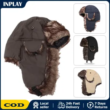 Rabbit Fur Cap Man Winter Genuine 100% Fur Bomber Hat, 49% OFF