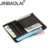 JINBAOLAI Genuine Leather Men Wallet Money Clip Magnet Clip Ultrathin Pocket Clamp Credit Card Case Mini Creative Wallet Men