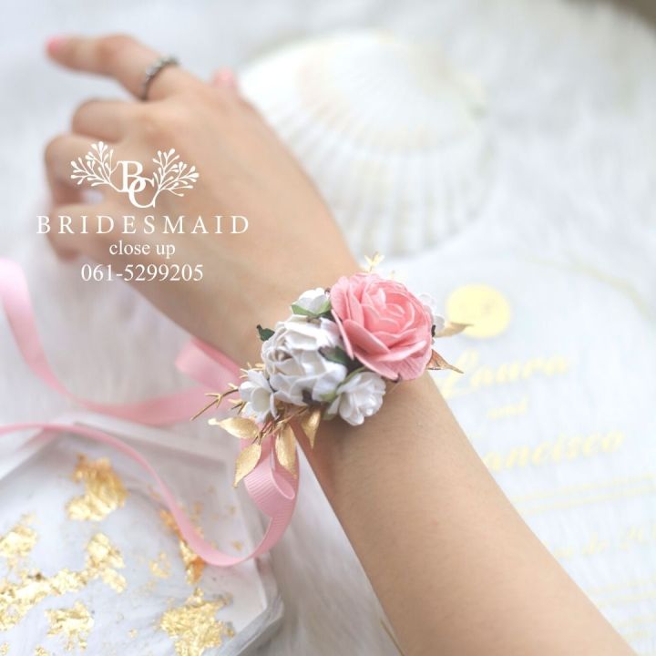 พร้อมส่ง-จาก-กทม-ข้อมือเพื่อนเจ้าสาว-i-ดอกไม้ผูกข้อมือเพื่อนเจ้าสาว-i-ริบบิ้นผูกข้อมือ-i-bridesmaid-i-wrist-corsage