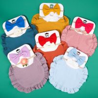 【DT】hot！ 3Pcs/Set Color Bows Headbands Bibs for Newborn Baby Cotton Saliva Infant Falbala Hair Accessories Sets