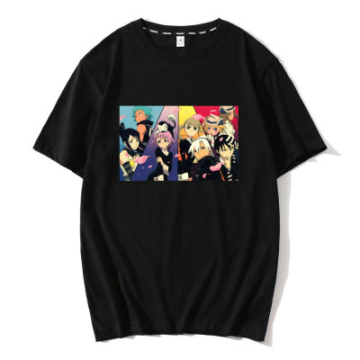 เสื้อยืดผู้ชายลายการ์ตูน Soul Eater สีดำสไตล์ญี่ปุ่นเสื้อยืดแฟชั่นเสื้อแขนสั้นออกกำลังกายลำลองแนวสตรีทแวร์ไซส์5XL 6XL