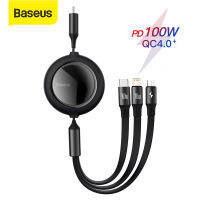 Baseus 100W 3 In 1 USB C Charge Cable for 12 120cm Micro USB Type C Cable Retractable Portable Charging Cable for Sumsung