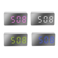 （HOT NEW）นาฬิกากระจก LED นาฬิกาแขวนนาฬิกาปลุกดิจิตอลปลุก UpLarge แสดงอุณหภูมิเวลา TableAlarm Clock