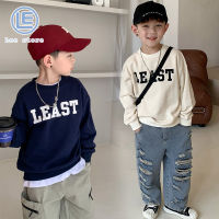 LS เสื้อสเวตเชิ้ตแขนยาวเด็กผู้ชาย,เสื้อแขนยาวสำหรับเด็กพิมพ์ตัวอักษรแฟชั่นคอกลมลำลอง