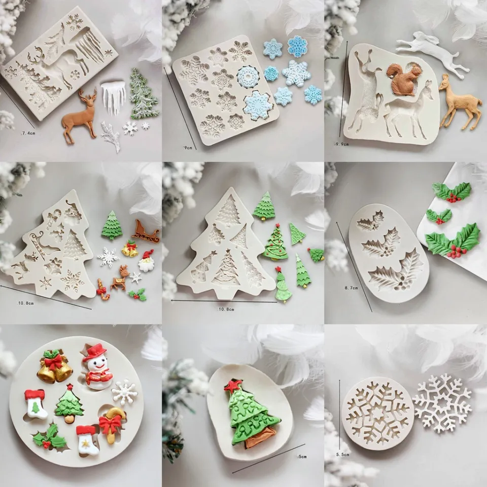 Bell Santa Claus Snowflake Tree Sugarcraft Fondant Christmas Cake Molds  Mould for the Kitchen Baking Cake