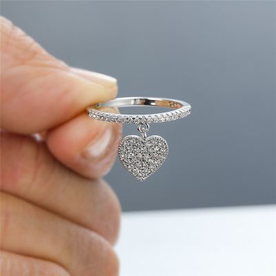 [MM75] จี้หัวใจน่ารักสีขาวเพทายแหวนสำหรับผู้หญิงสีเหลืองทอง/ทองคำขาว/กุหลาบทองหมั้นสัญญาแหวนหญิงเครื่องประดับจัดงานแต่งงาน