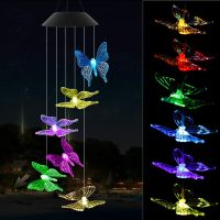 Outdoor Solar Light Color Change LED Solar Wind Chime Six Butterfly Waterproof For Home Garden Yard Patio Decoration Solar Lamp