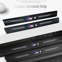 4Pcs Carbon Fiber Car Door Sill Welcome Pedal Decoration Protect Leather Stickers for Bmw X1 E84 F48 Auto Accessories