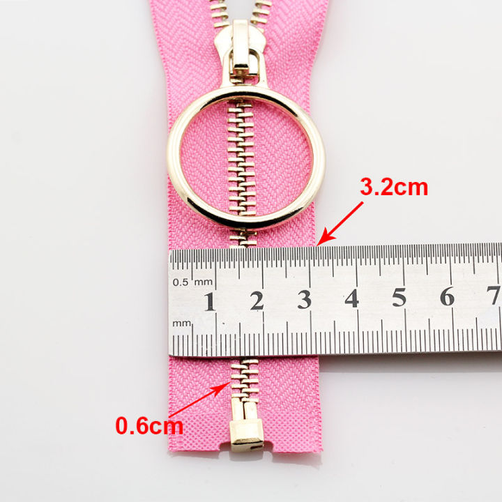 5-60-70-80-90-100-120-150-cm-metal-zipper-open-end-auto-lock-circle-for-sewing-clothing-rose-gold-zipper-door-hardware-locks-fabric-material