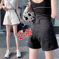 White denim shorts womens super high waist and thin a-line loose and thin wide-leg hot pants白色牛仔短裤女超高腰显瘦a字宽松显瘦阔腿热裤