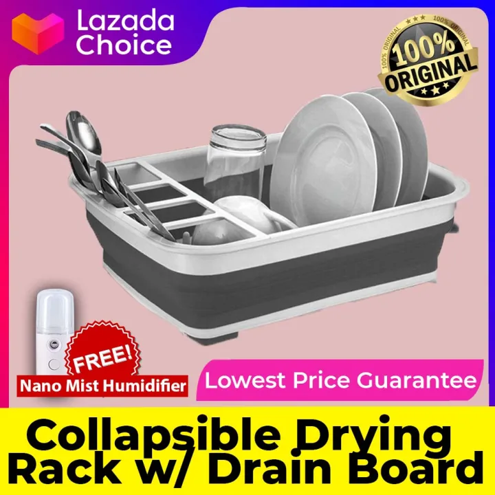 PICK N PACK Collapsible Drying Rack with Drain Board Set Foldable