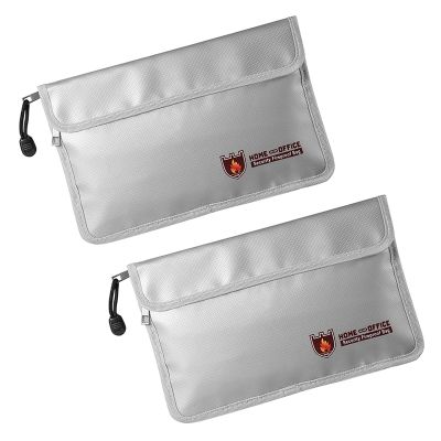 2X Fireproof Document Bag,Waterproof and Fireproof Money Bag with Zipper,Fireproof Safe Storage Pouch for Passport Ect.