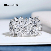 BloomHD แฟชั่นใหม่สุภาพสตรี Brilliant Full Petal Ring ขนาด6-10