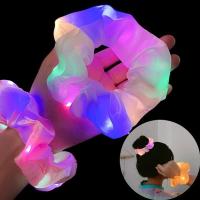 New Arrival Girls LED Luminous Scrunchies Ponytail Holder Headwear Elastic Hair Bands Solid Color Hair Accessories