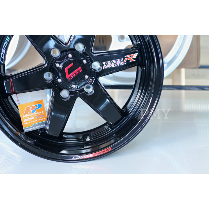 ล้อแม็กขอบ-18x8-5-6รูx139-7-et-25-cb106-ยี่ห้อ-cosmis-รุ่น-type-r-ya9993-สีดำทั้งวง-เพลท-ราคา1วง-ขายยกชุด-4-วง-งานดีงานคุณภาพรับประกันโครงสร้างล้อแม็ก-6ปี