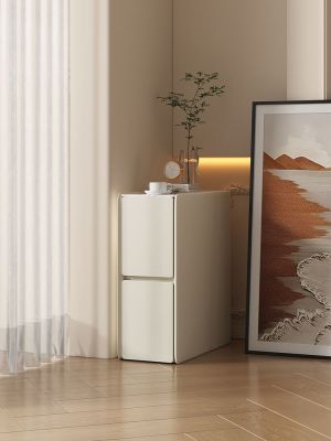 ♕♂ Ultra-narrow bedside solid modern simple slate minimalist style leather storage cabinet mini
