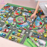 TEQIN ใหม่!เสื่อสำหรับเล่นการจราจรทางบกพรม Playmat ป้องกันการพรมลื่นรถในเมืองสำหรับของขวัญเด็กชายหญิง (ไม่มีรถ)