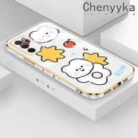 เคส Chenyyyka สำหรับ OPPO A16 A16s A54s เคสซิลิโคนลายการ์ตูนหมี Apple ดีไซน์ใหม่เคสโทรศัพท์ฝาปิดเลนส์เต็มรูปแบบปกป้องกล่องกันกระแทกกล้องถ่ายรูป