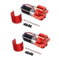 2X 370 Brushed Motor+Alloy Heat Sink Set with Steel Gears for C14 C24 B14 B24 B16 B36,Red