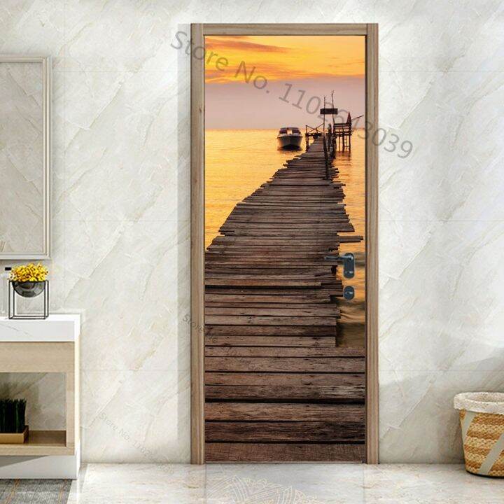 custom-size-3d-staircase-steps-door-stickers-self-adhesive-waterproof-modern-scenery-home-room-door-wrap-mural-cover-wallpaper