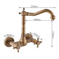 antique Basin Kitchen Sink Mixer Tap Swivel Faucet r Bronze Fashion Style Wall Mounted H5588