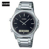 Velashop นาฬิกาข้อมือผู้ชายคาสิโอ Casio Standard Silver สายแสตนเลสสีเงิน หน้าปัดดำ รุ่น MTP-VC01D-1EUDF, MTP-VC01D-1E, MTP-VC01D