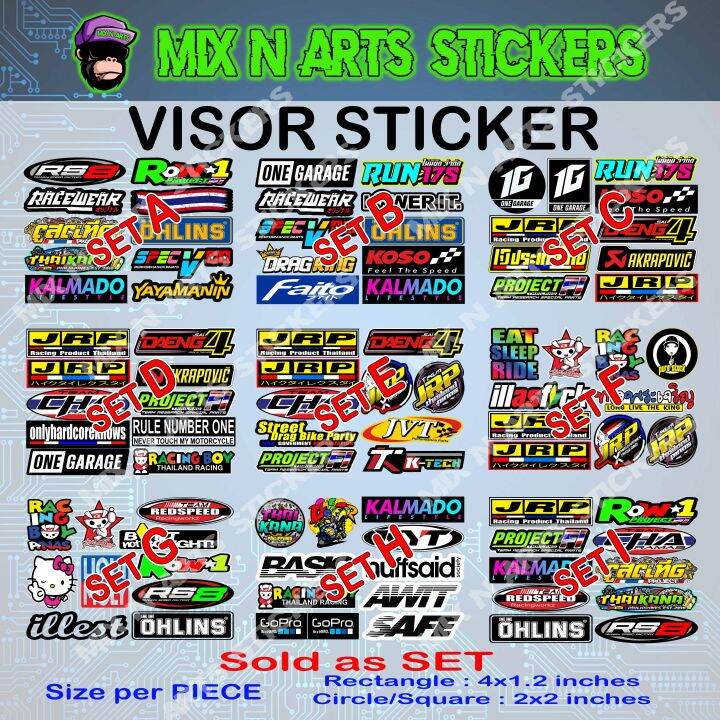 Motorcycle Visor Sticker 10pcs per SET Laminated Vinyl Lazada PH