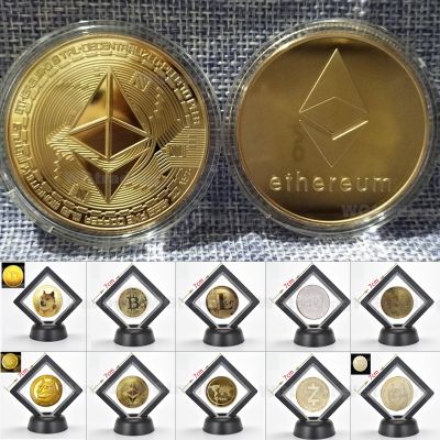 【CC】✿◆ↂ  crypto Gold Plated Ethereum Collectible Collection Commemorative Coin With Display