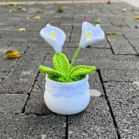 Artificial Calla Lily Little Flowers Potted Fake Plants Bonsai Hand Woven Crafts For Home Table Bedroom Thanksgiving Decorations