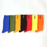 New Mens Colored Cotton High Quality Solid Color Business Casual Week Long Socks 7 Pair