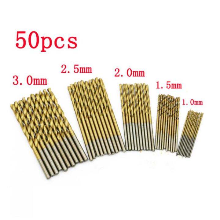 ชุดดอกสว่านขนาดเล็ก-ไฮสปีด-hss-เคลือบไทเทเนี่ยม-ขนาด-1-3-mm-50-pcs