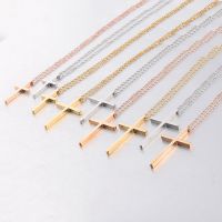[COD] Cross-border hot-selling glossy stainless steel hip-hop cross necklace pendant can be engraved