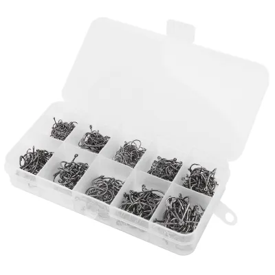 500Pcs/Set Mixed Size #3~12 High Carbon Steel Carp Fishing Hooks Pack With Hole With Retail Box Jigging Bait